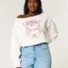 Off-the-shoulder-genser med grafisk trykk fra Indiana University