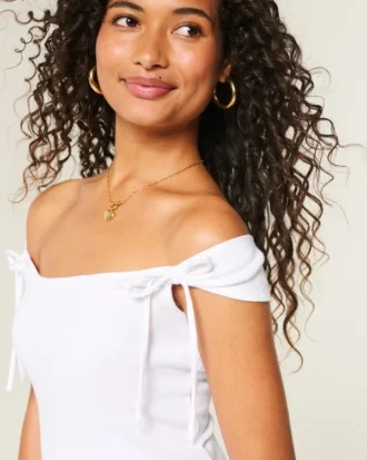 Off-the-Shoulder Tie Sleeve Top