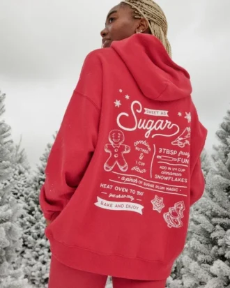 Oversized glittertrykk Sugar Graphic Hoodie