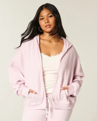 Oversized hettegenser med glidelås