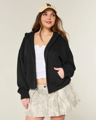 Oversized hettegenser med glidelås