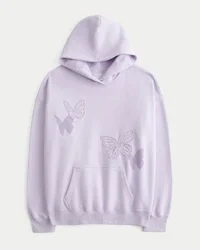 Oversized hettegenser med sommerfuglmotiv