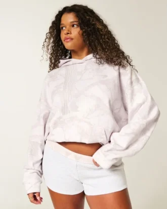 Oversized rosa camouflage-hettegenser