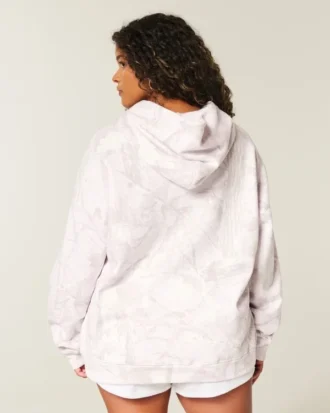 Oversized rosa camouflage-hettegenser