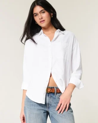 Oversized skjorte i linblanding