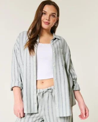 Oversized skjorte i linblanding