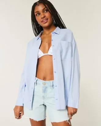 Oversized skjorte i linblanding