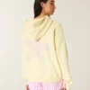Oversized Starfish Graphic Zip-Up Hoodie