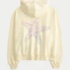 Oversized Starfish Graphic Zip-Up Hoodie