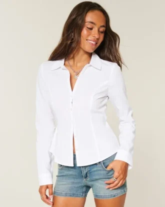 Poplin-skjorte med knapper