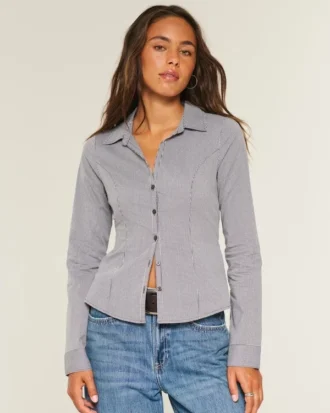 Poplin-skjorte med knapper