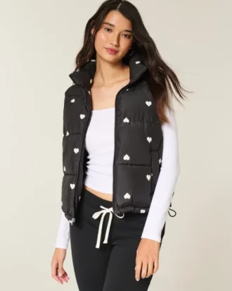 Puffervest med hjerte-mønster