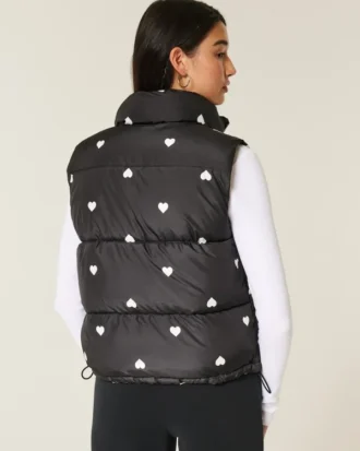 Puffervest med hjerte-mønster
