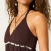 Pyntet V-hals halterneck-top