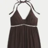 Pyntet V-hals halterneck-top