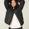Quiltet Heart Zip-Up Puffer Jacket