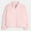 Quiltet Heart Zip-Up Puffer Jacket