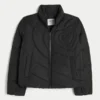 Quiltet Heart Zip-Up Puffer Jacket