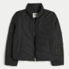 Quiltet Heart Zip-Up Puffer Jacket