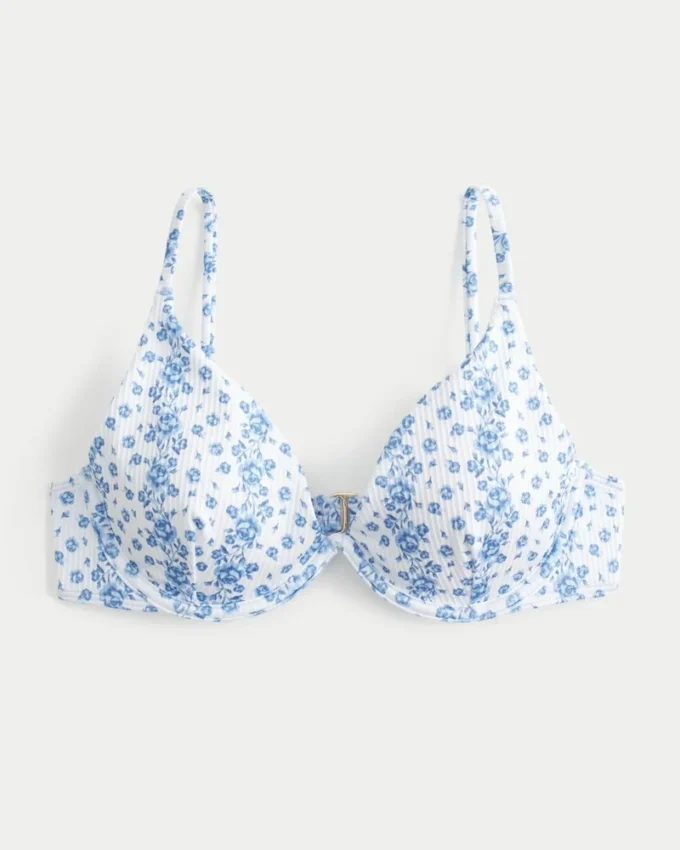 Ribbet bikini-top med bøyle