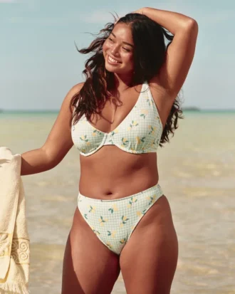 Ribbet Cheekiest-bikinibukse med høyt ben