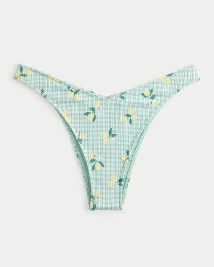 Ribbet Cheekiest-bikinibukse med høyt ben