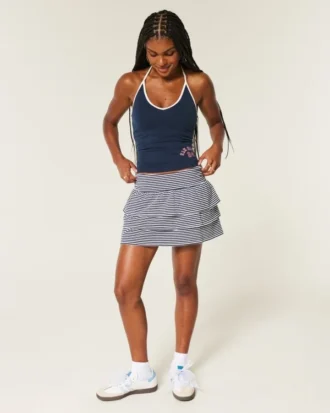 Ruffle Knit Mini Skort
