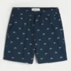 Shorts i linblanding med mønster over kneet