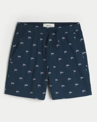 Shorts i linblanding med mønster over kneet