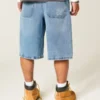 Skull Graphic Super Baggy Denim Shorts