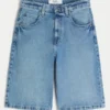 Skull Graphic Super Baggy Denim Shorts