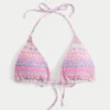 Smocked Halter Triangle Bikini Top