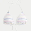 Smocked Halter Triangle Bikini Top