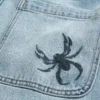 Spider Embroidery Baggy Jeans