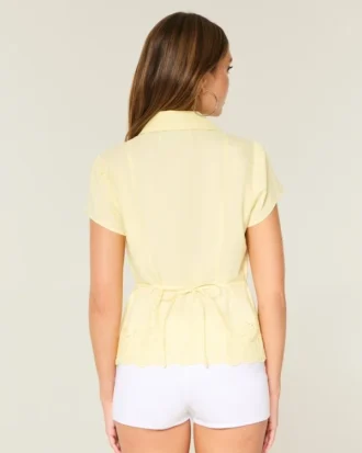 Stretch Poplin brodert kortermet skjorte