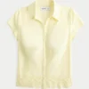 Stretch Poplin brodert kortermet skjorte
