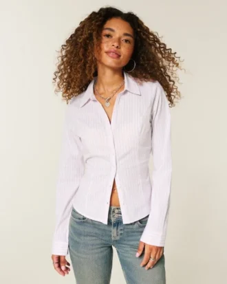 Stretch Poplin-skjorte med knapper