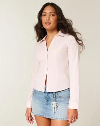 Stretch Poplin-skjorte med knapper
