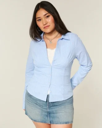 Stretch Poplin-skjorte med knapper