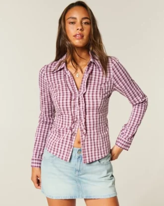 Stretch-skjorte i poplin i smokingstil