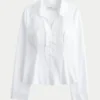 Stretch-skjorte i poplin i smokingstil