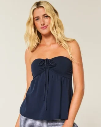 Stroppeløs babydoll-top med snøring