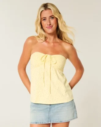 Stroppeløs babydoll-top med snøring