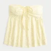 Stroppeløs babydoll-top med snøring