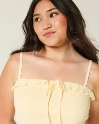 Stroppeløs smocked maxi-kjole