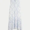 Stroppeløs smocked maxi-kjole