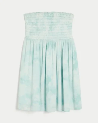 Stroppeløs smocked minikjole