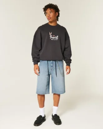 Superbaggy denimshorts i mediumvask
