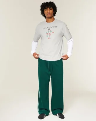 Superbaggy joggebukse med piping