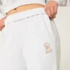 Sweatpants med bred ben og hundemotiv
